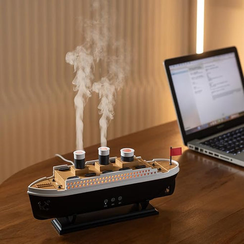Jellyfish Ship-Shaped Air Humidifier LED Aroma Diffuser for Bedroom